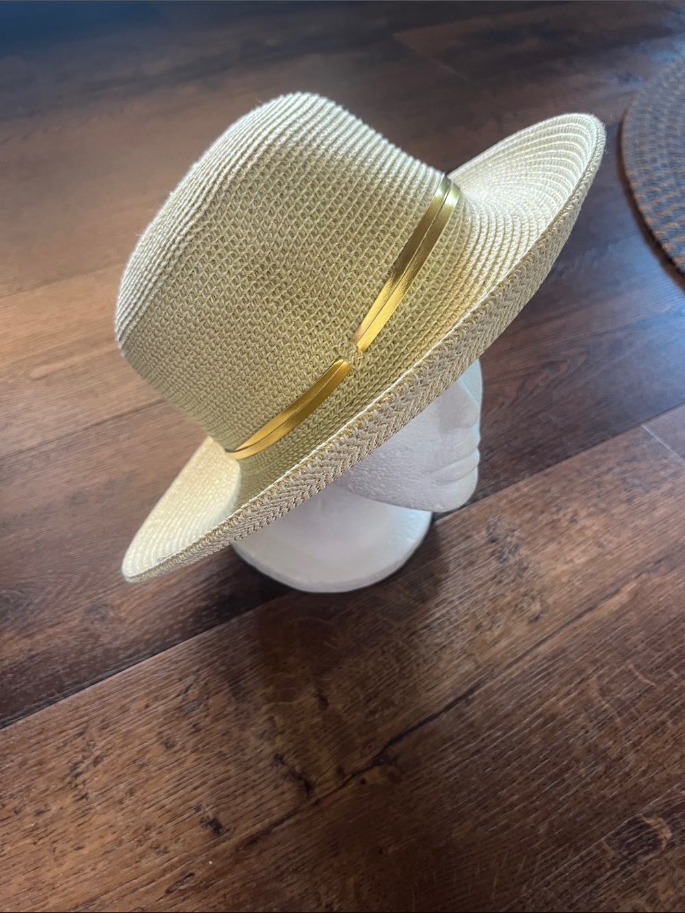Stylist brown hat with gold rim